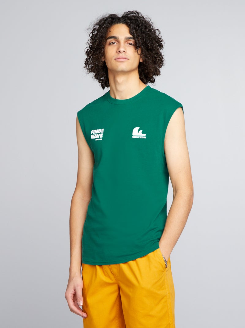 Mouwloze top met print GROEN - Kiabi