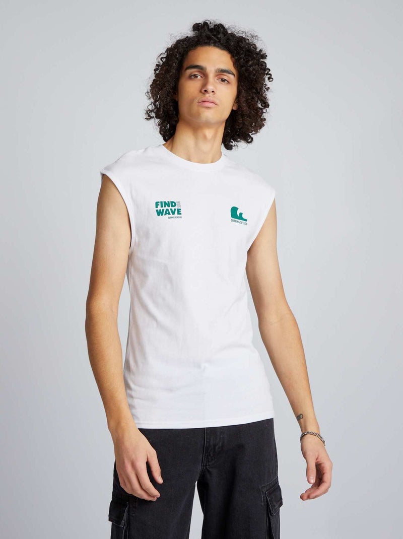 Mouwloze top met print WIT - Kiabi