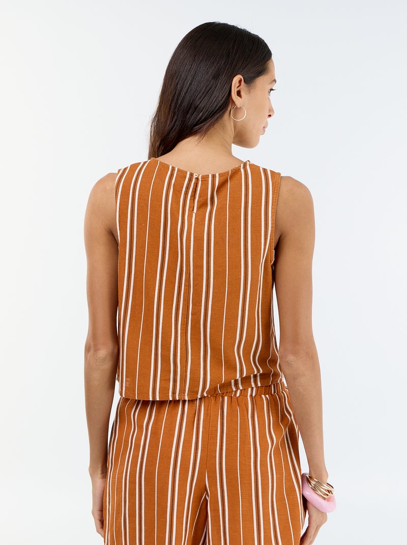 Mouwloze top met ronde hals Bruin - Kiabi