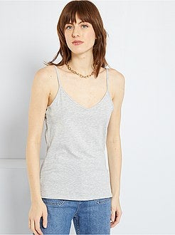 Damesmode maat 34-48 - Mouwloze top met smalle bandjes - Kiabi
