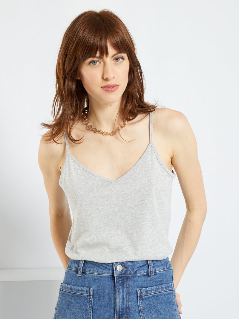 Mouwloze top met smalle bandjes GRIS CH CL - Kiabi