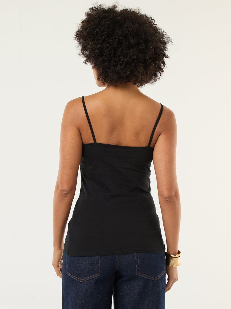 Mouwloze top met smalle bandjes zwart - Kiabi