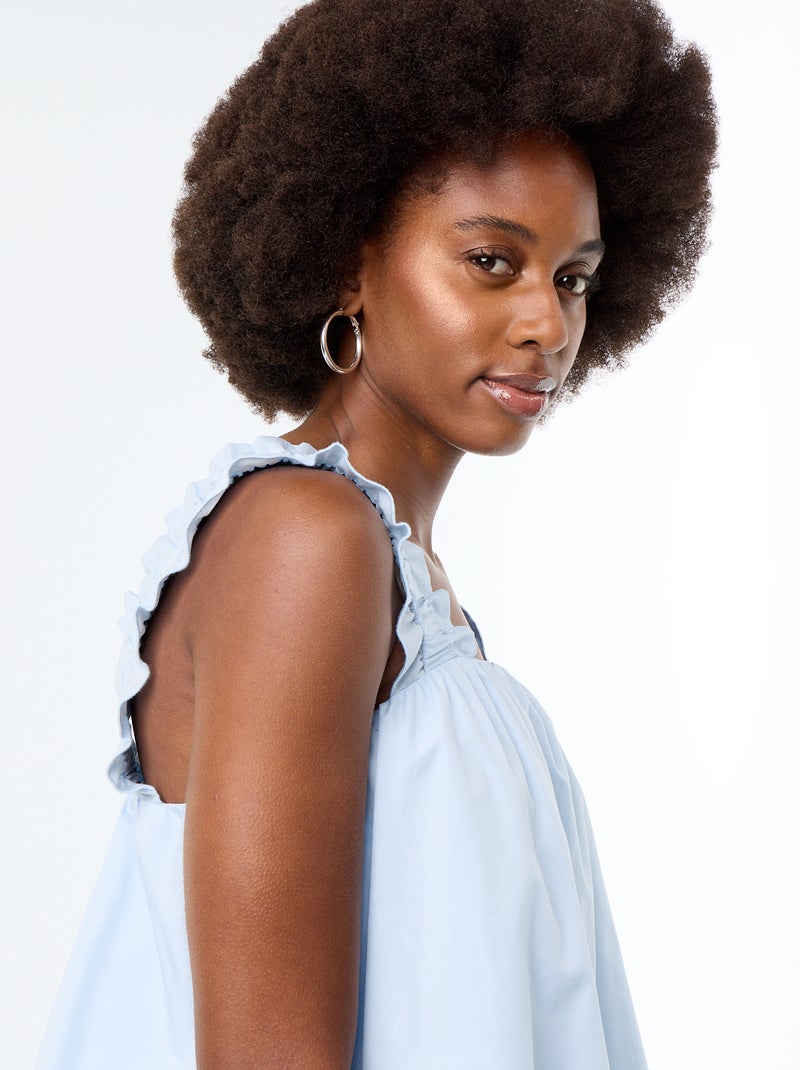 Mouwloze top met volantbandjes Blauw - Kiabi