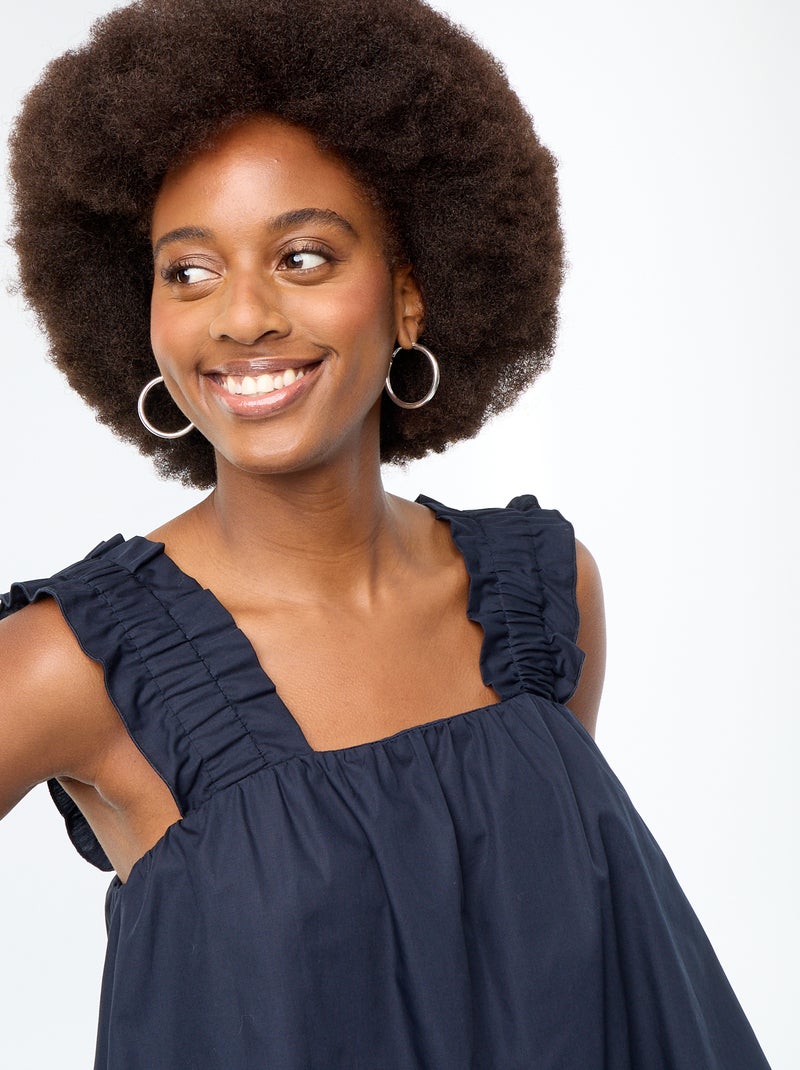 Mouwloze top met volantbandjes Blauw - Kiabi