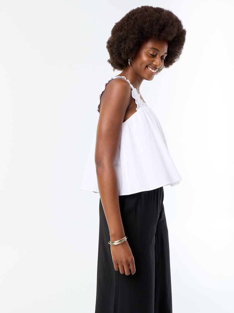 Mouwloze top met volantbandjes Wit - Kiabi