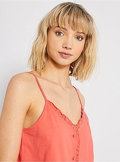Damesmode maat 34-48 - Mouwloze top met volants - Kiabi