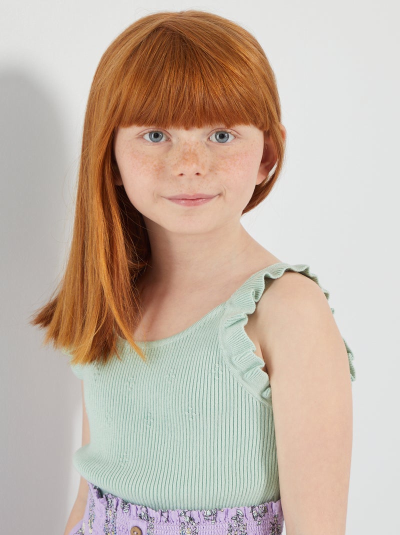 Mouwloze top met volants van ribtricot blauw - Kiabi