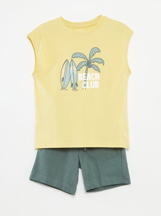 Mouwloze top + short - 2-delig