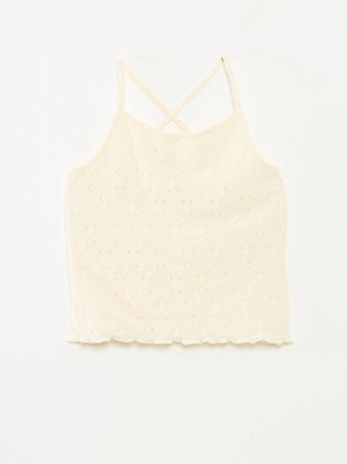 Mouwloze top van fantasietricot met smalle bandjes - Kiabi