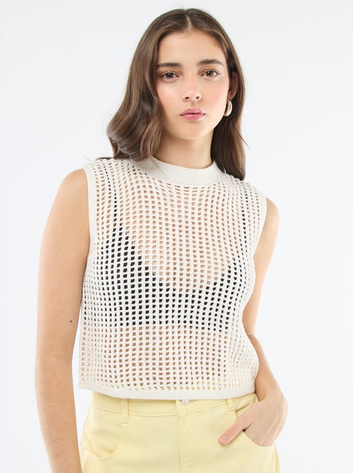 Mouwloze top van gehaakte stof - Kiabi