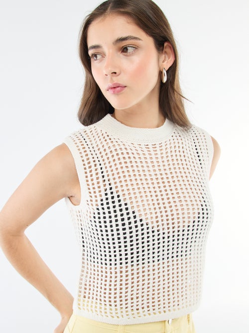 Mouwloze top van gehaakte stof - Kiabi