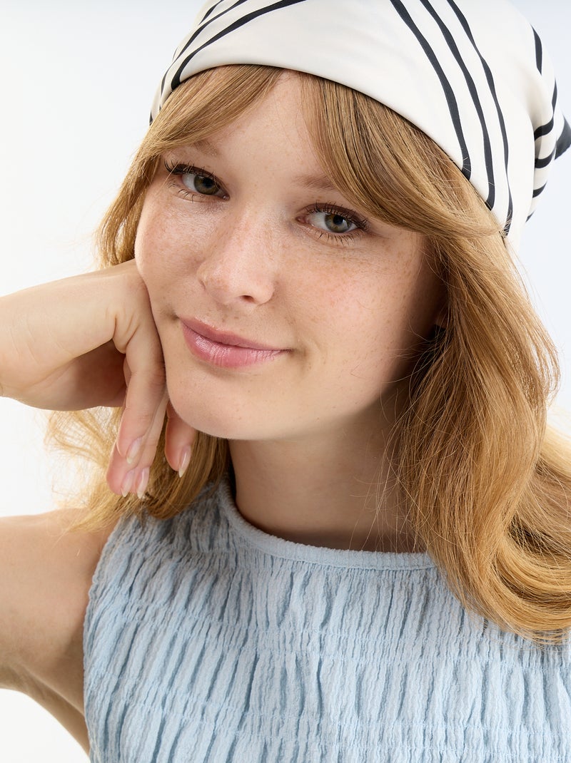 Mouwloze top van gewafelde stof Blauw - Kiabi