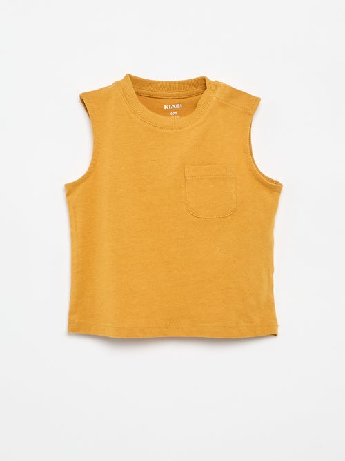 Mouwloze top van katoenen jerseytricot met borstzak - Kiabi