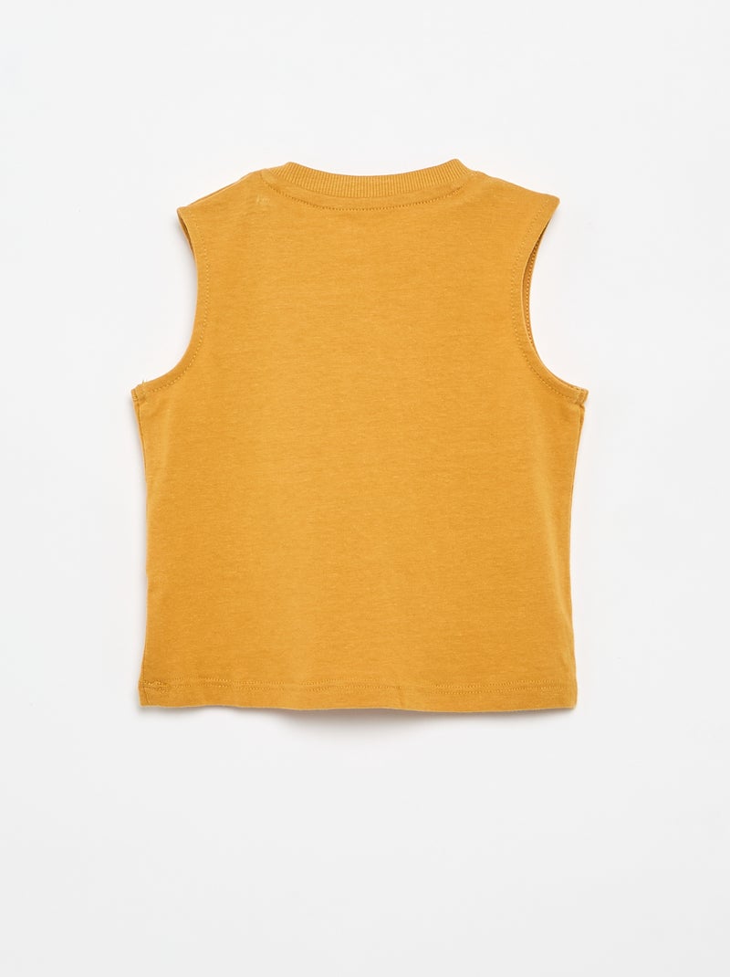 Mouwloze top van katoenen jerseytricot met borstzak Biege - Kiabi