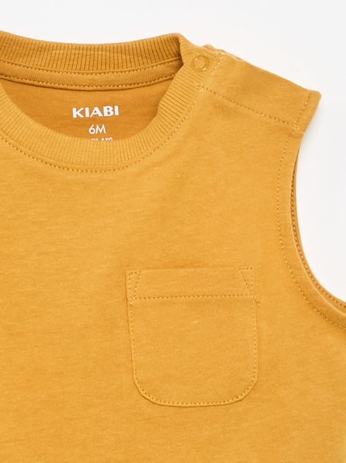 Mouwloze top van katoenen jerseytricot met borstzak - Kiabi