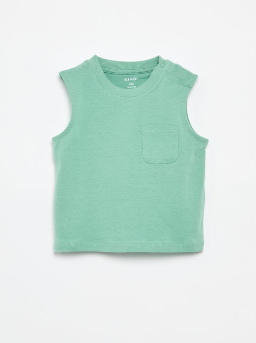 Mouwloze top van katoenen jerseytricot met borstzak - Kiabi