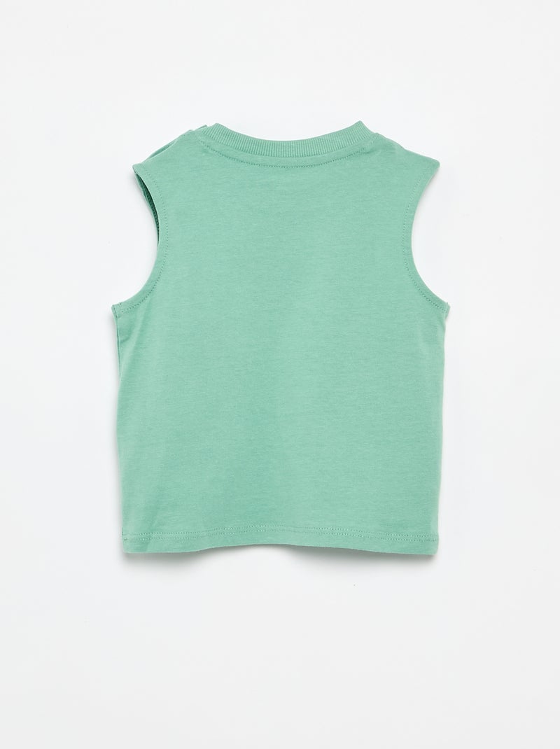 Mouwloze top van katoenen jerseytricot met borstzak Groen - Kiabi