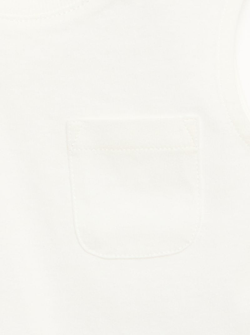Mouwloze top van katoenen jerseytricot met borstzak Wit - Kiabi