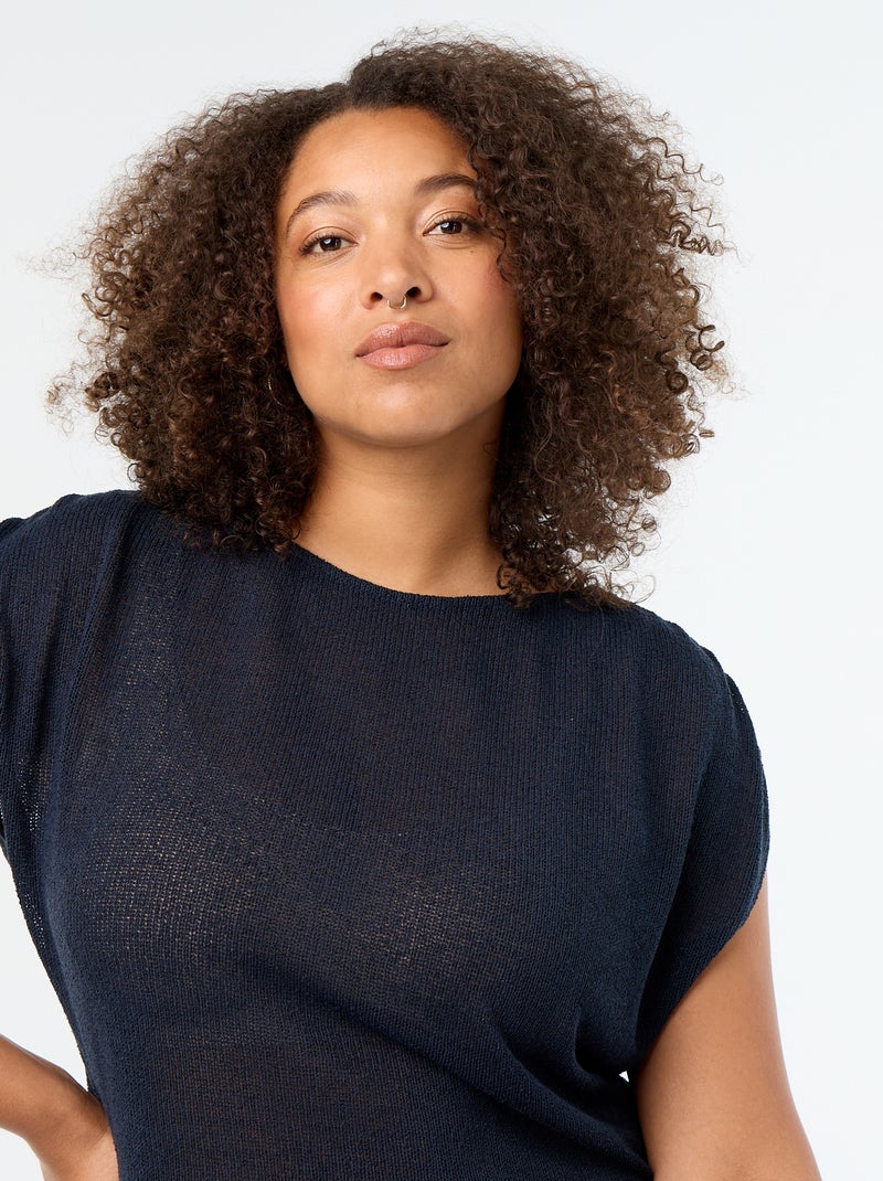 Mouwloze top van opengewerkt materiaal Blauw - Kiabi