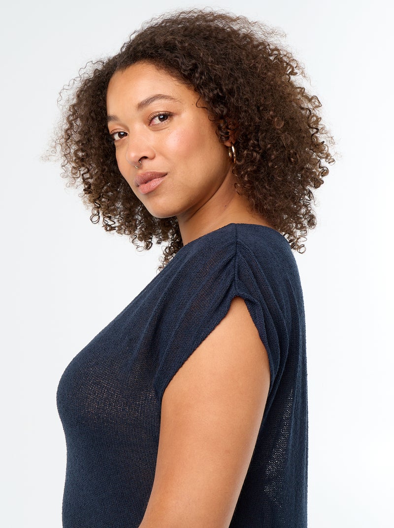Mouwloze top van opengewerkt materiaal Blauw - Kiabi
