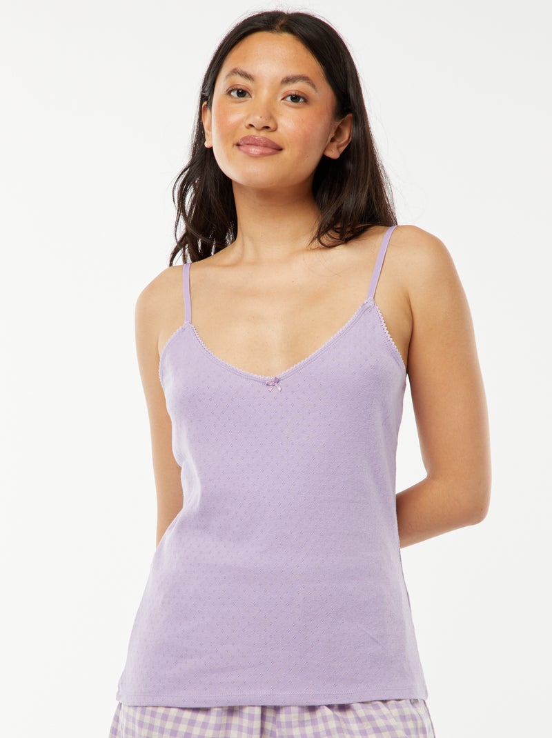Mouwloze top van pointelletricot Paars - Kiabi