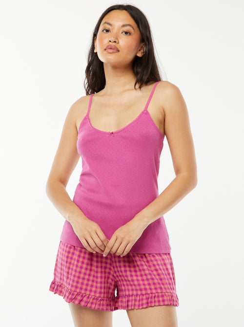 Mouwloze top van pointelletricot - Kiabi