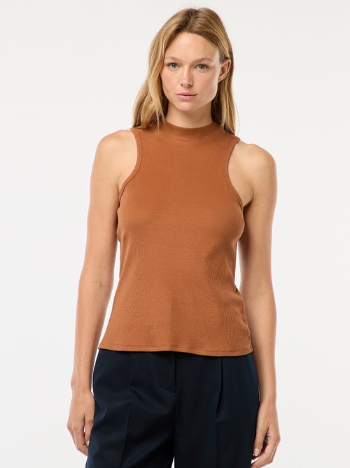 Mouwloze top van ribstof met Amerikaanse armsgaten - Kiabi