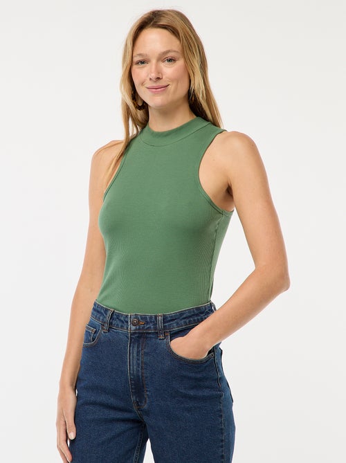 Mouwloze top van ribstof met Amerikaanse armsgaten - Kiabi