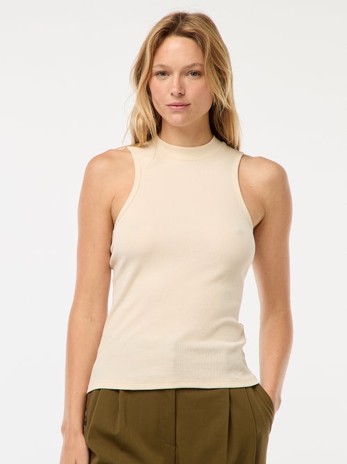 Mouwloze top van ribstof met Amerikaanse armsgaten - Kiabi