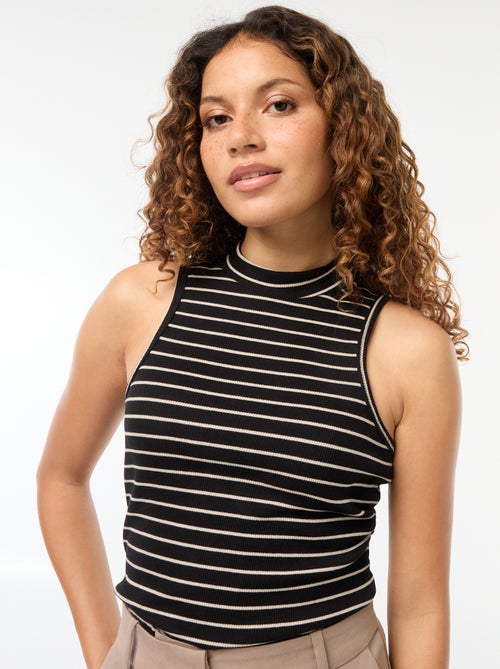 Mouwloze top van ribstof met Amerikaanse armsgaten - Kiabi