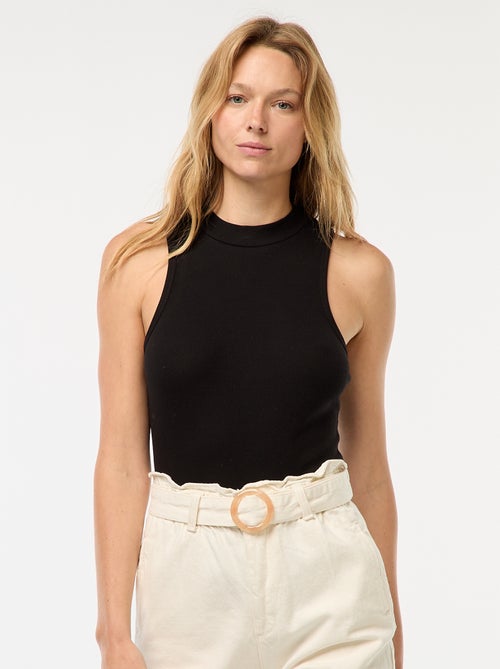 Mouwloze top van ribstof met Amerikaanse armsgaten - Kiabi