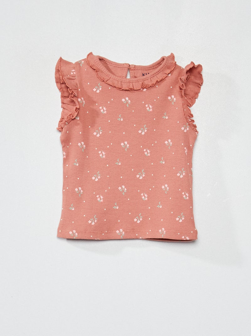 Mouwloze top van ribstof met blote schouders ROSE - Kiabi