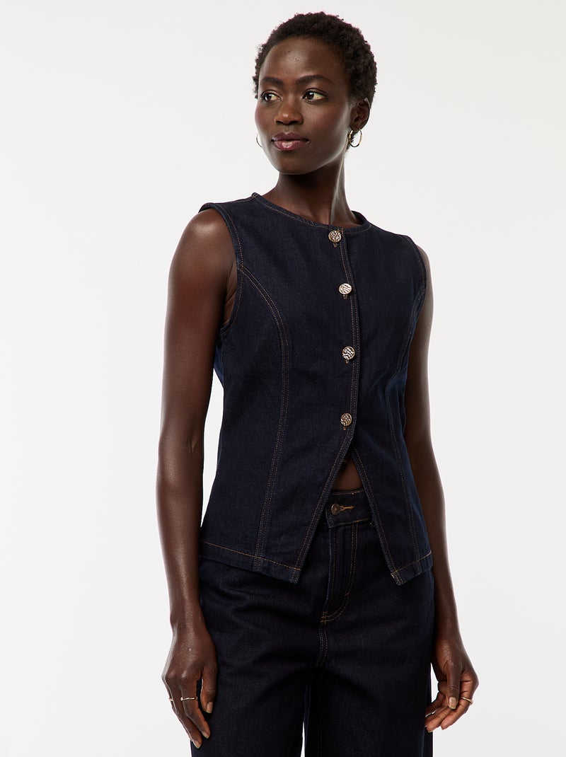 Mouwloze top van spijkerstof Blauw - Kiabi