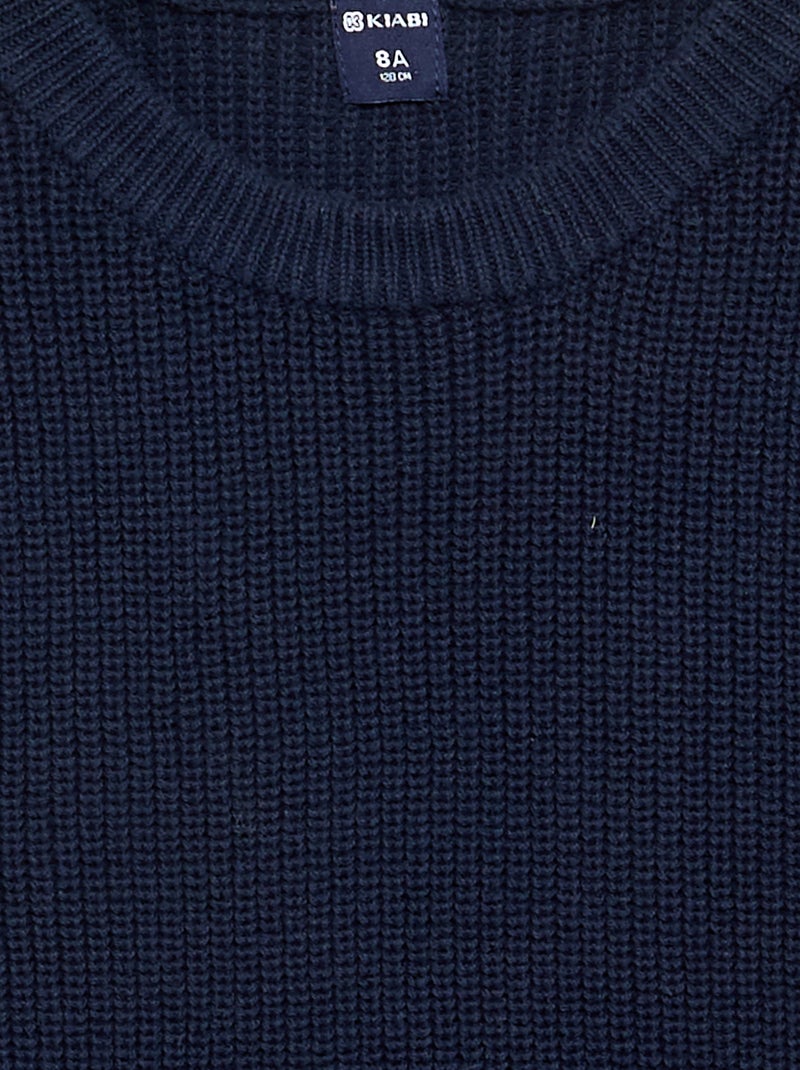 Mouwloze tricot trui Blauw - Kiabi