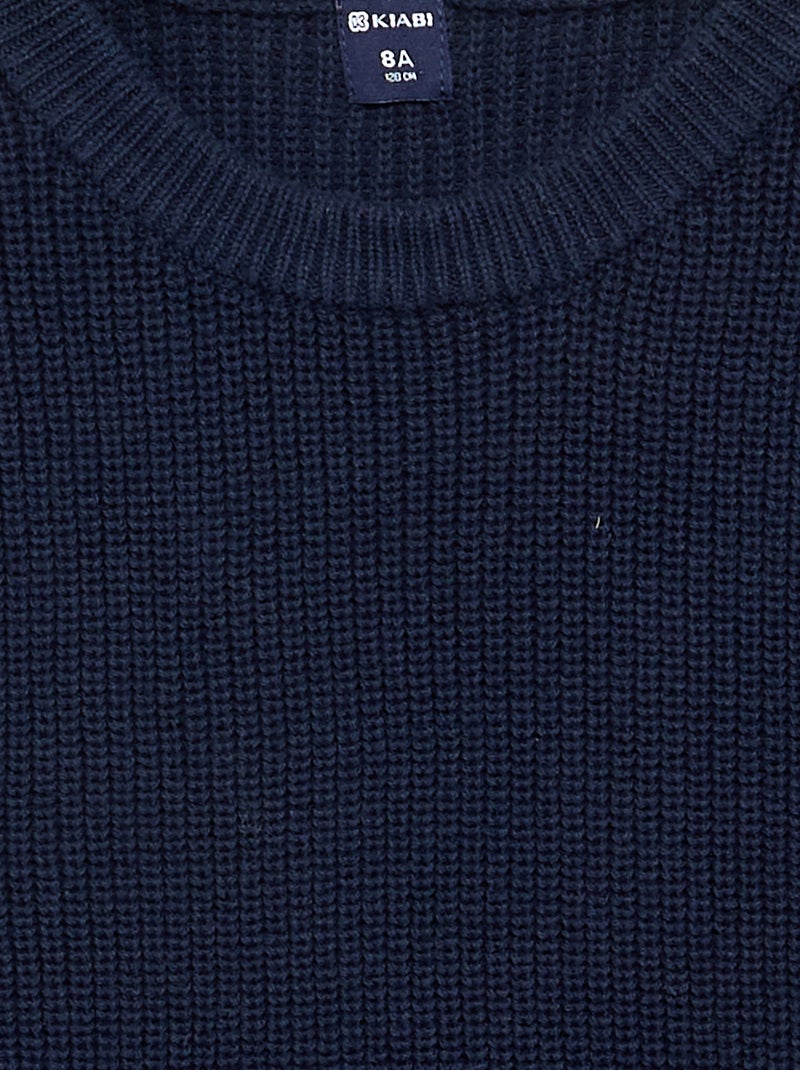 Mouwloze tricot trui Blauw - Kiabi