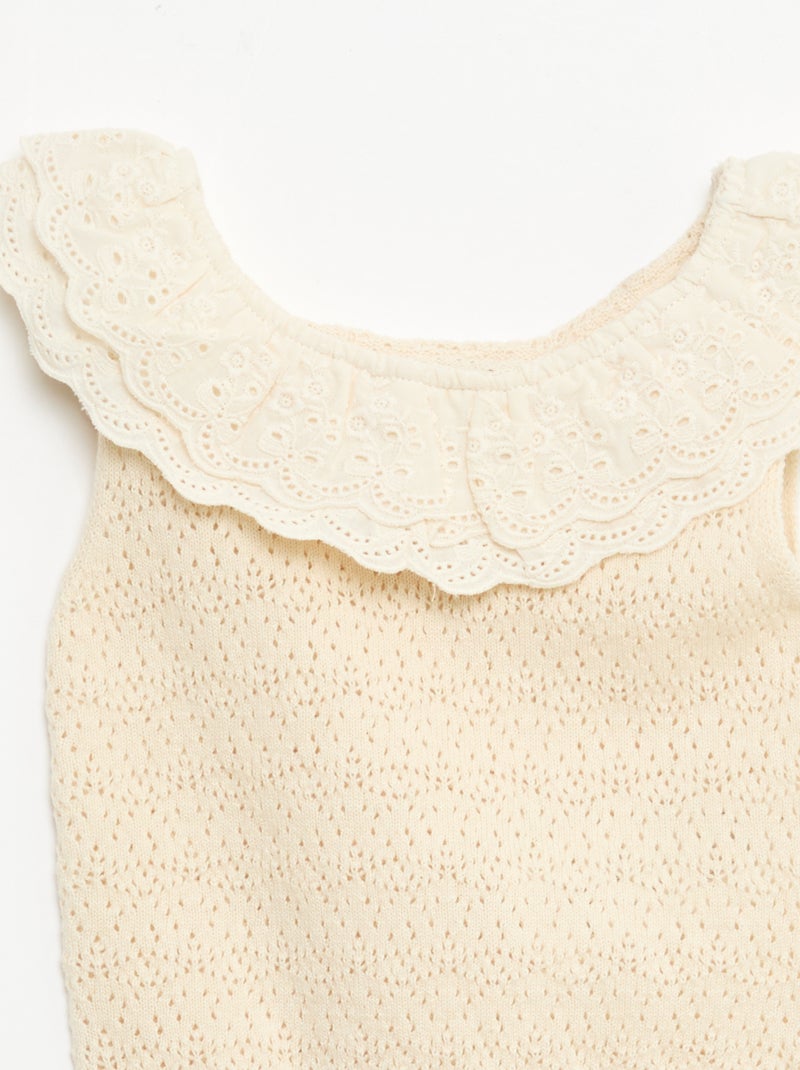 Mouwloze tricot trui Ecru - Kiabi