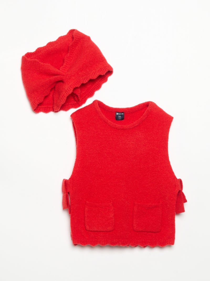 Mouwloze trui met afneembare sjaal Rood - Kiabi