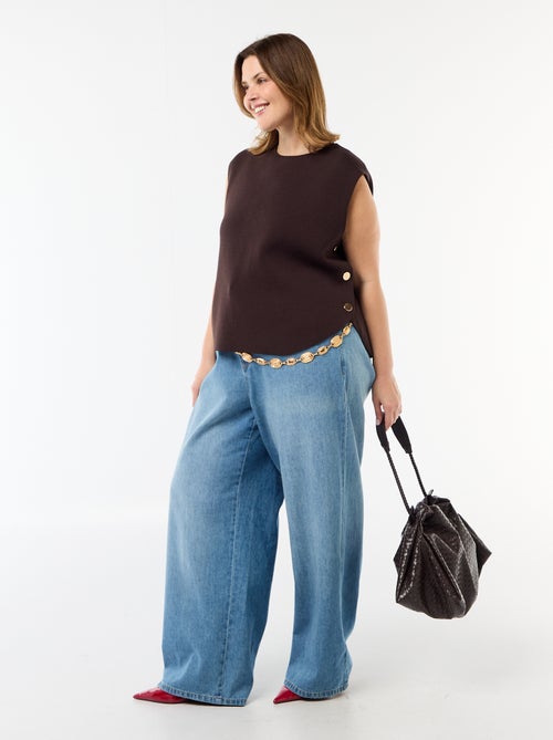 Mouwloze trui met goudkleurige knopen aan de zijkant - Kiabi