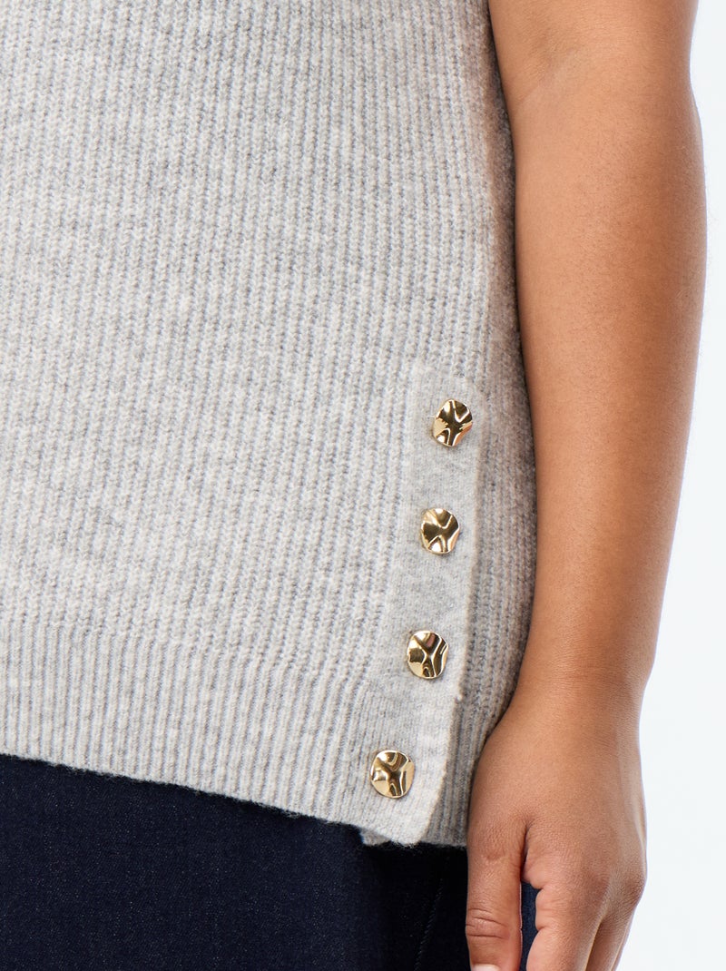 Mouwloze trui met goudkleurige sieraden Grijs - Kiabi