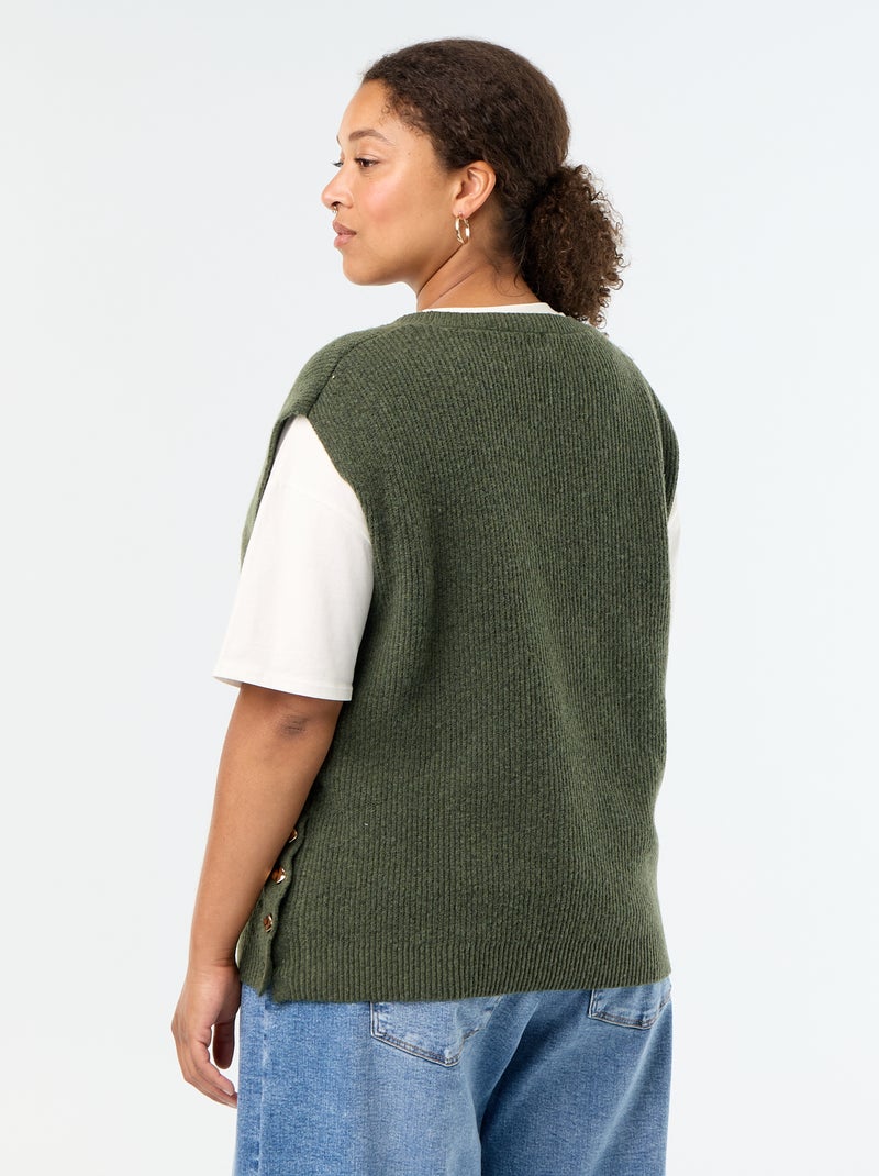 Mouwloze trui met goudkleurige sieraden Groen - Kiabi