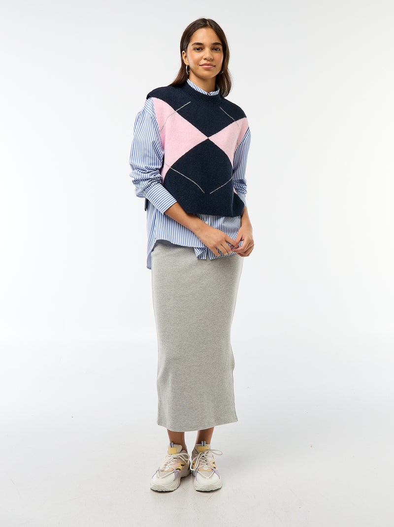 Mouwloze trui met knooplintjes aan weerszijden Blauw - Kiabi