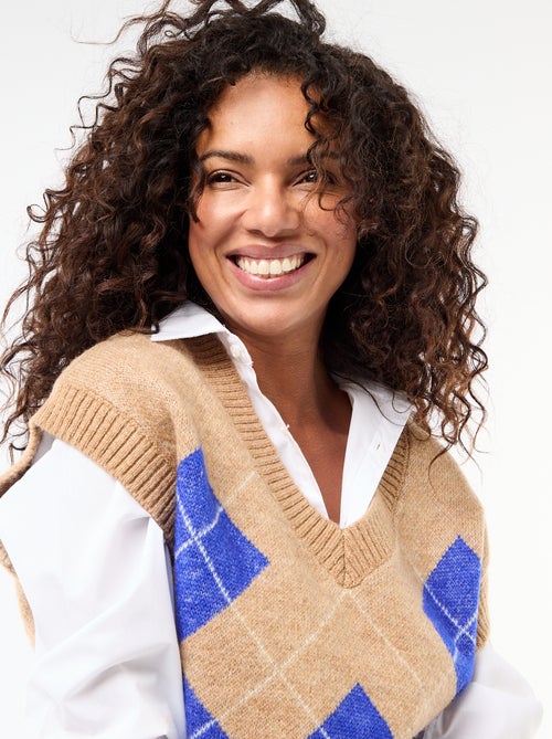Mouwloze trui met ruitmotieven - Kiabi