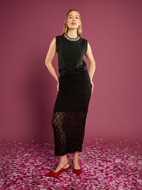 Mouwloze trui met sieraadkraag - Kiabi