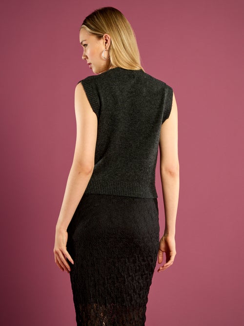 Mouwloze trui met sieraadkraag - Kiabi