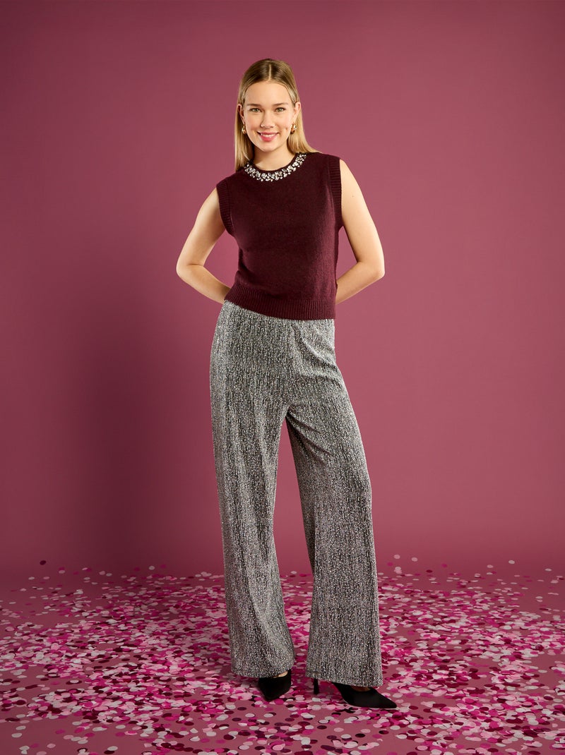 Mouwloze trui met sieraadkraag Rood - Kiabi