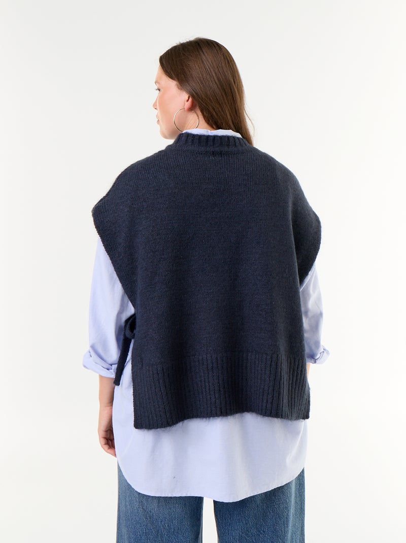 Mouwloze trui met strikjes aan de zijkanten Blauw - Kiabi