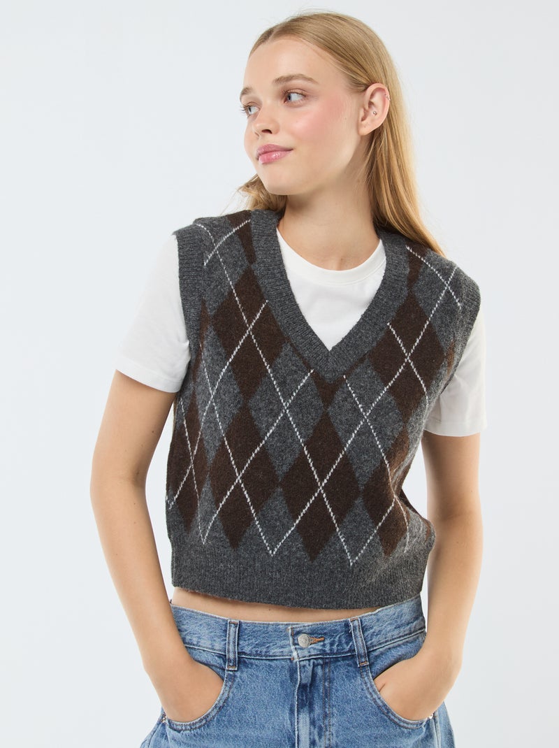 Mouwloze trui met T-shirt - 2-in-1 Grijs - Kiabi
