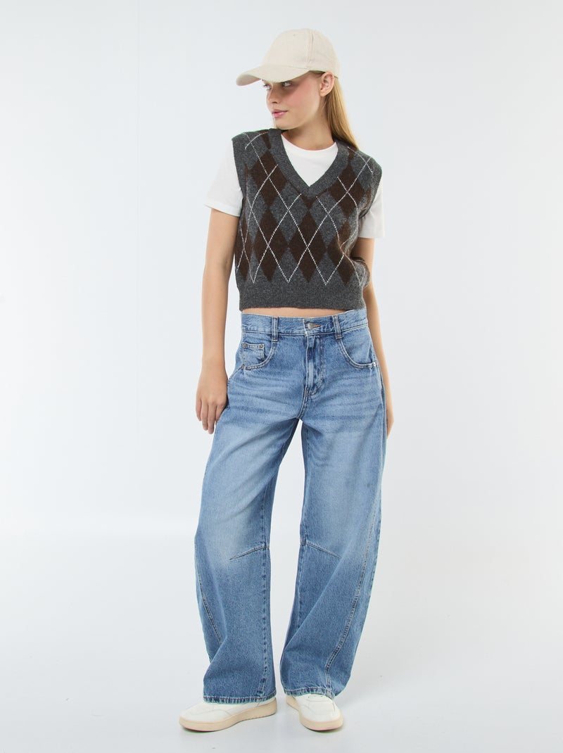 Mouwloze trui met T-shirt - 2-in-1 Grijs - Kiabi