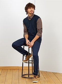 Mouwloze trui met V-hals van dun tricot - Kiabi