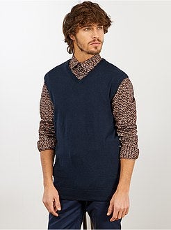 Mouwloze trui met V-hals van dun tricot - Kiabi